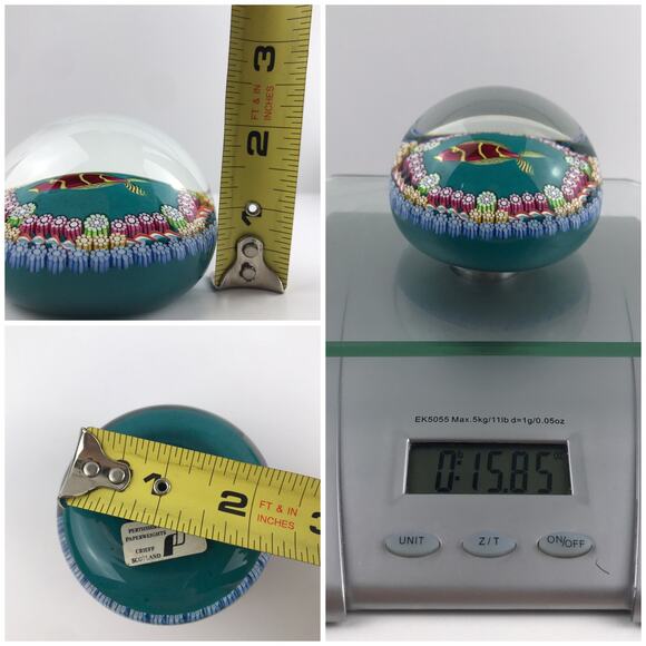 Perthshire Kissing Fish Millefiori Hexagon Twist Aquatic Lampwork SE Paperweight - Picture 10 of 15